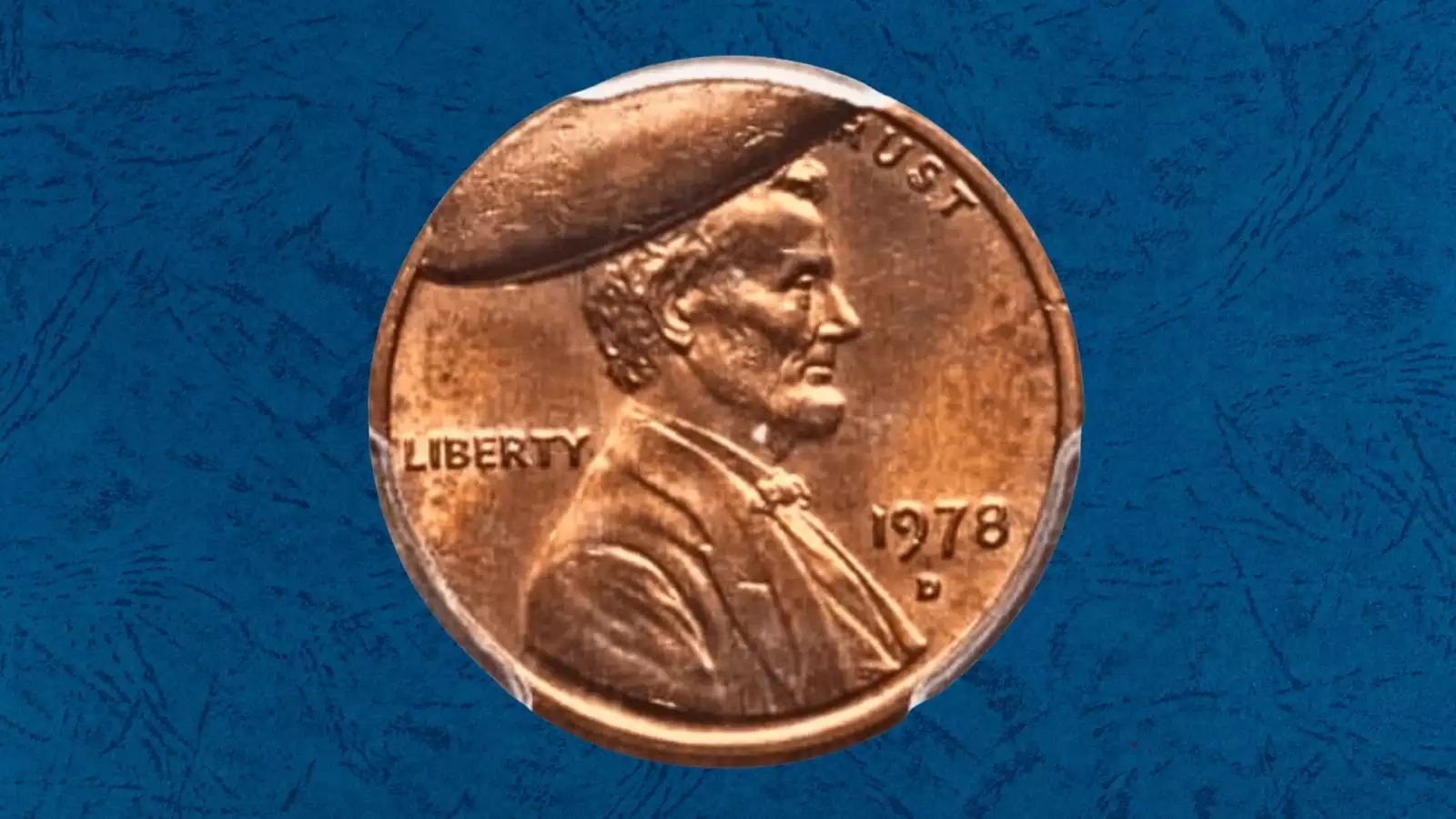 1978 penny BIE die break error showing raised blob between B and E in LIBERTY inscription